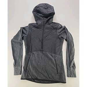 Icebreaker Merino Hoodie Womens M Gray Black Wool Hybrid Half Zip
